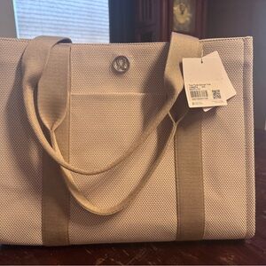 lululemon athletica Cream and Tan Tote Bag